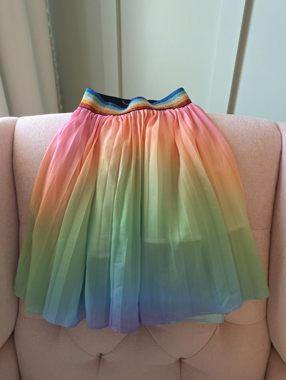 Lola + The Boys Rainbow Ombre Pleated Skirt - Pink, Peach, Green, Blue 4 Or 4t
